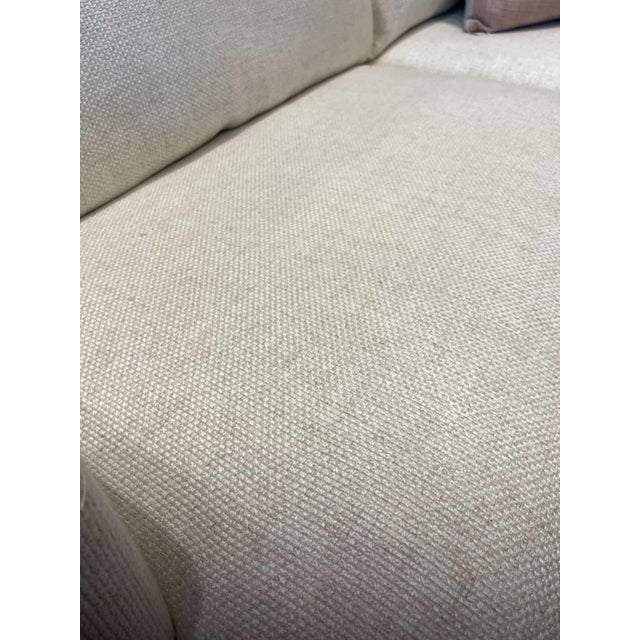 Lee Industries 8 Foot Two Cushion Sofa With Oak Base in White Woven Fabric For Sale - Image 10 of 12