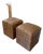 Pair of Vintage Woven Natural Fiber Cube Ottomans For Sale