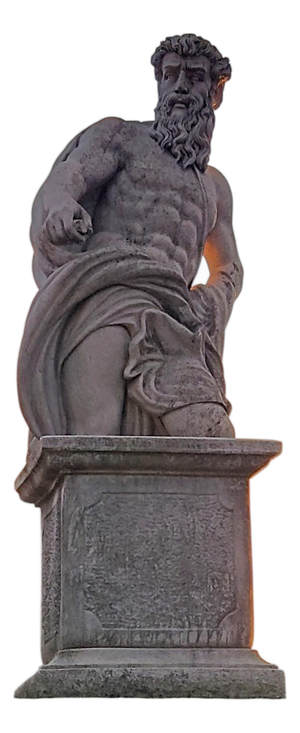 Antique Italian Marble Zeus Statue with Base, 1900