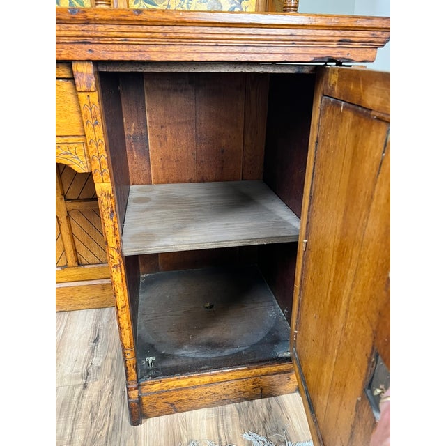 Antique Victorian Aesthetic Movement Oak Desk in Original Finish C. Late 19th Century For Sale - Image 10 of 14