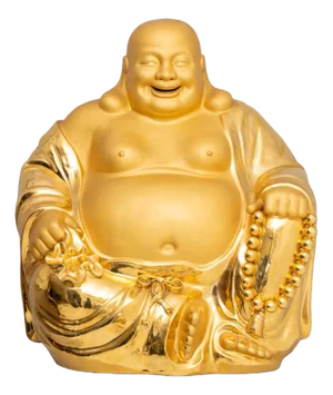 Golden Laughing Buddha in Porcelain, 20th Century