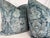 Custom pair of 22" pillows covered in GP & J Baker "Lapura Velvet" in color blue. These pillows are corded in Samuel &...