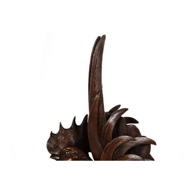 Japanese Antique Meiji Period Bronze Sculpture Okimono of a Rooster For Sale - Image 12 of 18