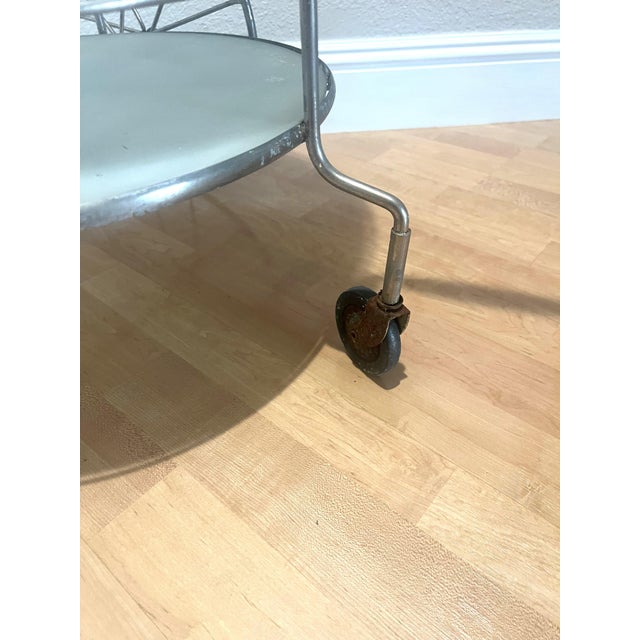 Early 20th Century Mid Century Modern Bar Tea Cart Glass Shelves For Sale - Image 5 of 9