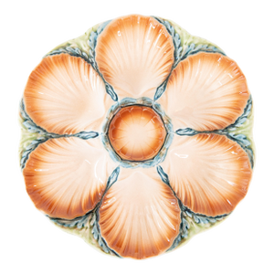 Antique French Sarreguemines Majolica Oyster Plate, Circa 1870
