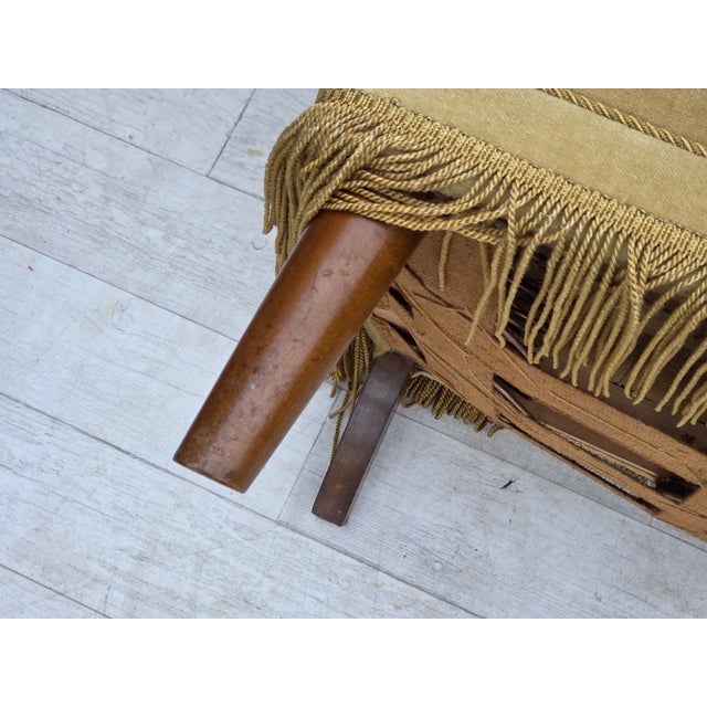Danish Oak Three-Seater Sofa with Velour Upholstery, 1970s For Sale - Image 4 of 18