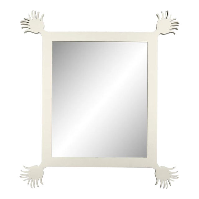 Fleur Home Carnival Vieux Rectangle Mirror in Swiss Coffee, 49x59 For Sale