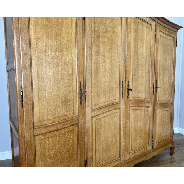 Brown Vintage French Louis XVI Style Wardrobe in Oak For Sale - Image 8 of 12