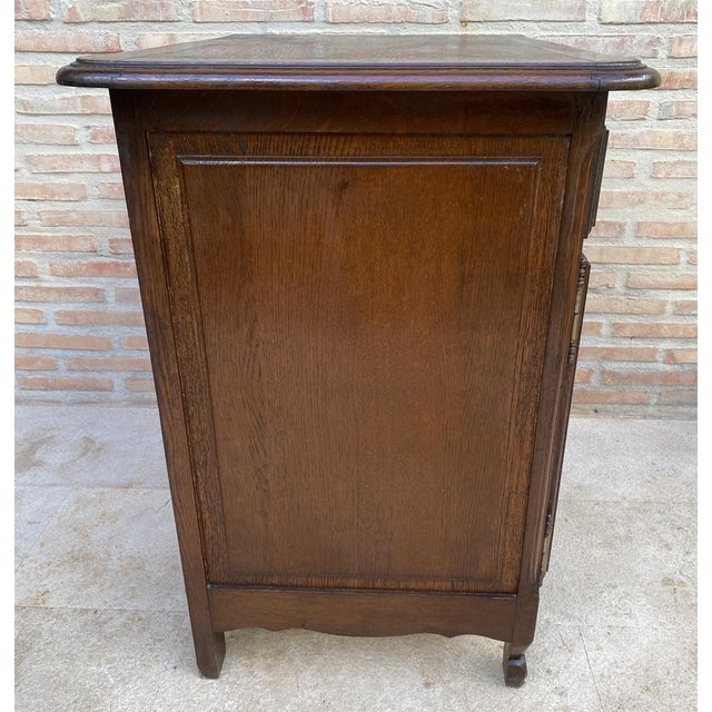 Mid-Century French Walnut Side Table with One Drawer and Double Door, 1950s For Sale - Image 13 of 16