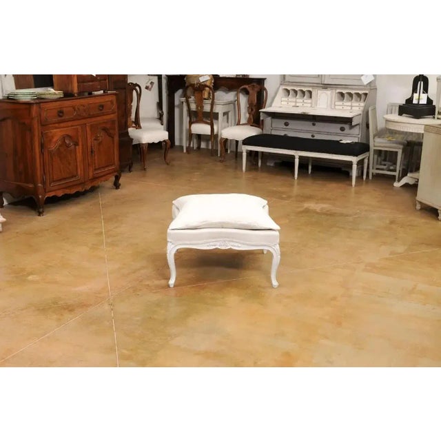 Swedish 1890s Rococo Revival Painted Wood Stool with Carved Floral Motifs For Sale - Image 11 of 12