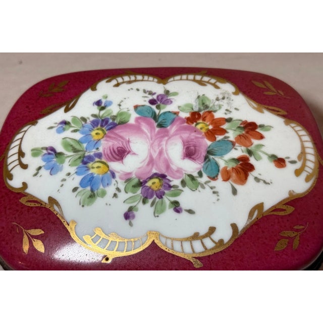 19th Century Large Antique 19th Century Hand Painted French B. Altman Porcelain Dresser Box For Sale - Image 5 of 12