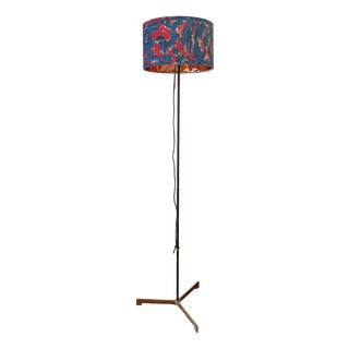 Danish Teak Adjustable Floor Lamp with Brass Tripod Base, 1960s For Sale