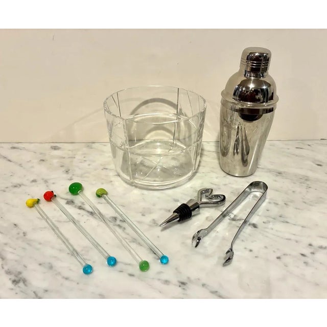 1960s Mid Century Modern Vintage 8 Pcs. Bar Set For Sale - Image 5 of 7