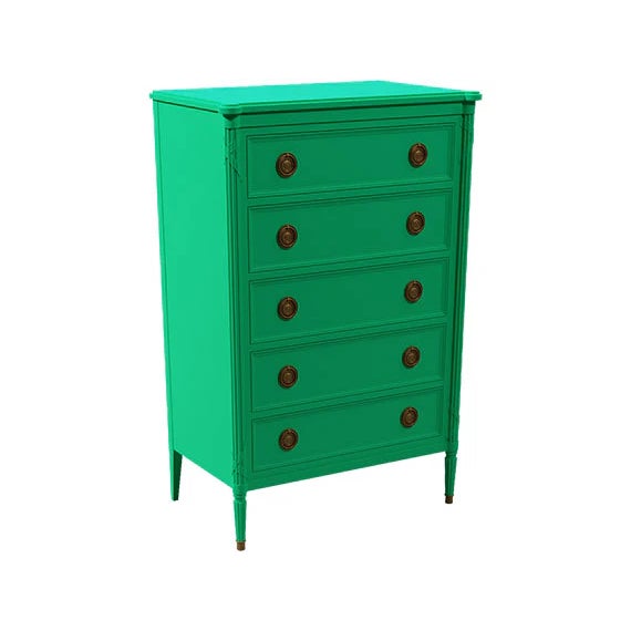 The great vintage tall boy has been sanded down to the original wood and painted in this fun green finish. Great Addition...