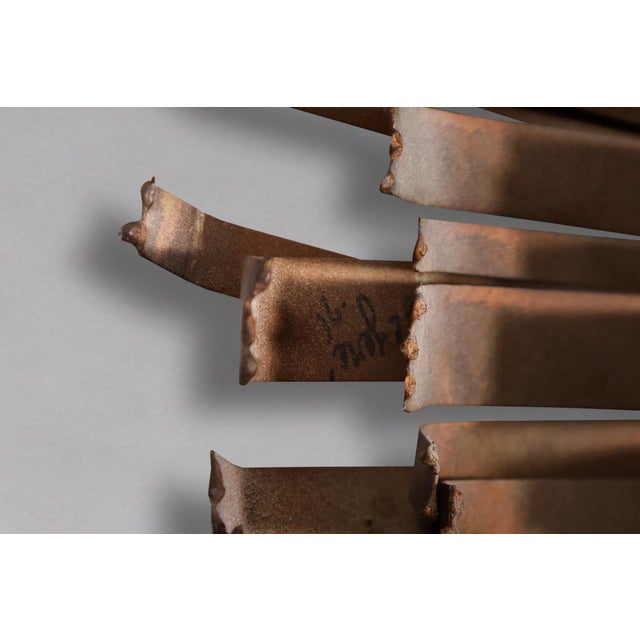 Mid-Century Modern Brutalist Eyelash Copper Mirror by Curtis Jere, Signe For Sale - Image 14 of 14