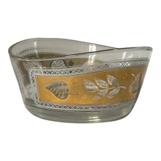 Vintage Leaf Pattern Gold Trimmed Bowl For Sale
