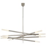 Kelly Wearstler for Visual Comfort Signature Rousseau Grande Ten Light Articulating Chandelier in Polished Nickel with Etched Crystal For Sale