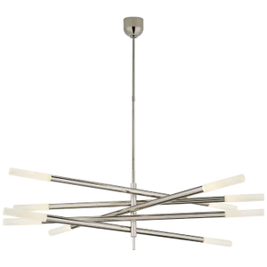 Kelly Wearstler for Visual Comfort Signature Rousseau Grande Ten Light Articulating Chandelier in Polished Nickel with Etched Crystal