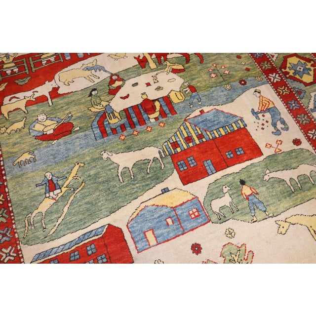 Vintage Zabihi Collection Turkish Azari Animal Scenic Rug - 8'6" x 10'6" For Sale In New York - Image 6 of 12