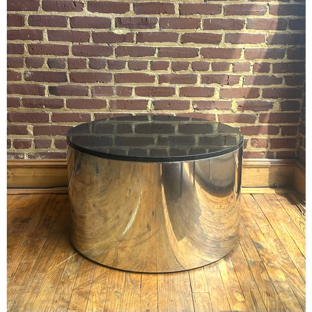 Mid-Century Modern Chrome Drum Coffee Table by Paul Mayen for Habitat For Sale - Image 3 of 9