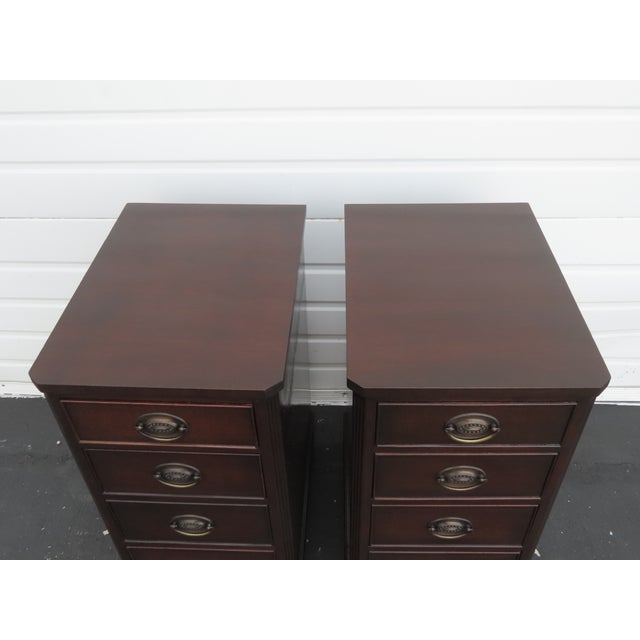 Brown Kindel Tall and Narrow Mahogany Nightstands End Bedside Tables a Pair 6443 For Sale - Image 8 of 17