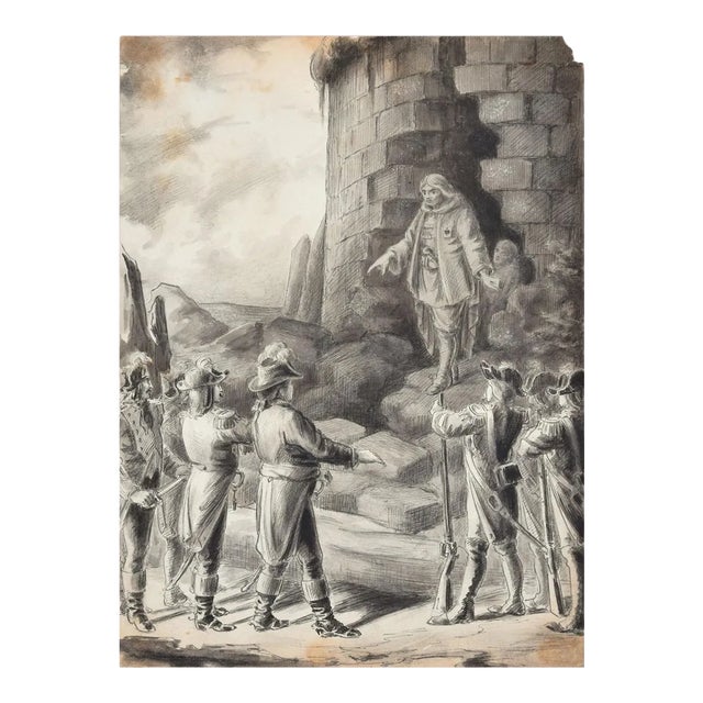 Scène de l'Insurrection Vendéenne - Pencil Drawing 19th Century 19th Century For Sale