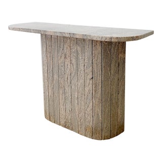 Vintage Modern 1980's Italian Marble Pedestal Console Table For Sale