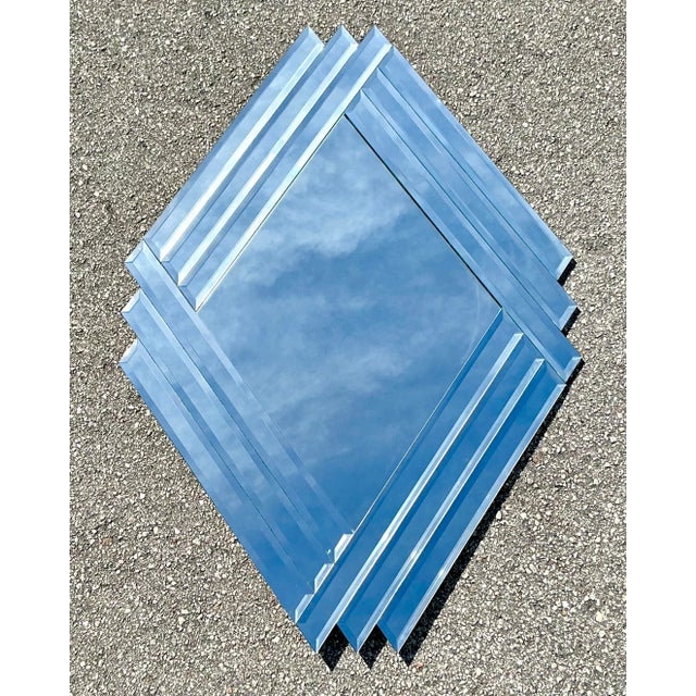 Vintage Boho 1980s Beveled Triangle Mirror For Sale In West Palm - Image 6 of 12