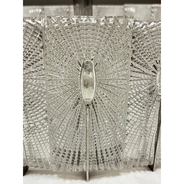 Mid-Century Modern Vintage Textured Glass and Nickel Chandelier by J. T. Kalmar, 1960s For Sale - Image 3 of 6