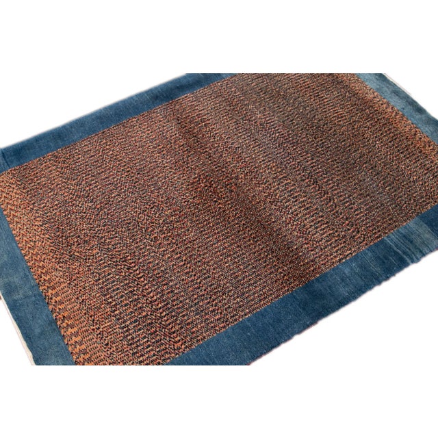 Modern Persian Gabbeh Handmade Multi-Color Geometric Wool Rug For Sale - Image 4 of 7