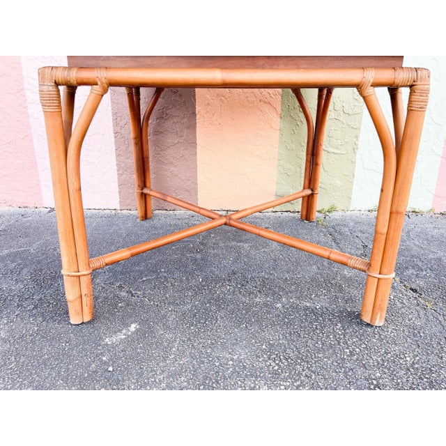 Palm Beach Regency Ficks Reed Flip Top Rattan Game Table For Sale In West Palm - Image 6 of 8