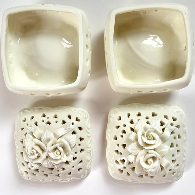 Charming Pair of Vintage Porcelain Boxes For Sale - Image 4 of 7