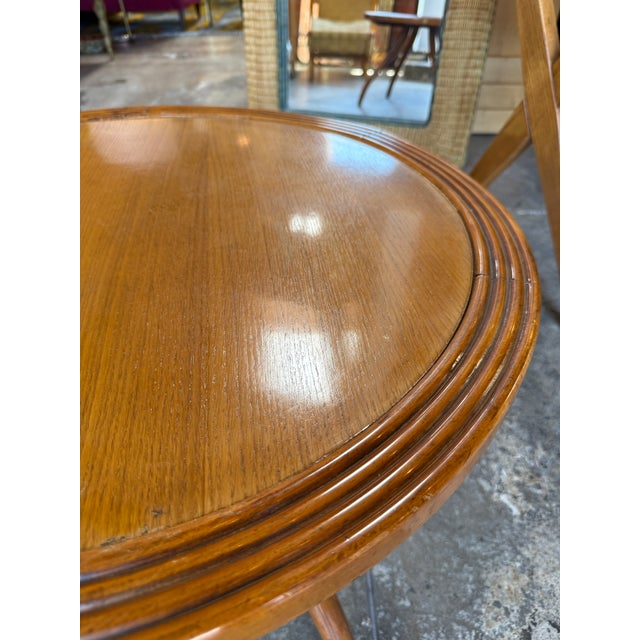 Coffee Italian Round Wood Side Table With Curved Four-Leg Base For Sale - Image 8 of 9