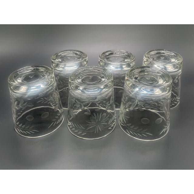 Vintage Federal Glass Floral Etched Barware Service for 8 - 32 Piece For Sale - Image 10 of 12