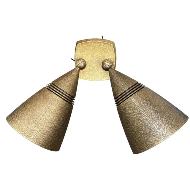 Pair 1960s Stonco Award Series Outdoor Bullet Lights Cast Aluminum Antique Gold Crackle Finish Nos For Sale - Image 14 of 18