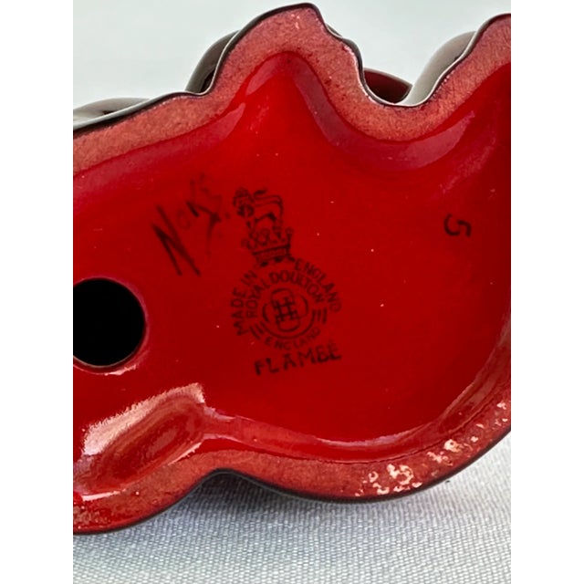 Ceramic Flambe Monkeys by Royal Doulton Deep Red Cuddling Mother and Baby Red Glazed Figurine, Signed Noke For Sale - Image 7 of 8