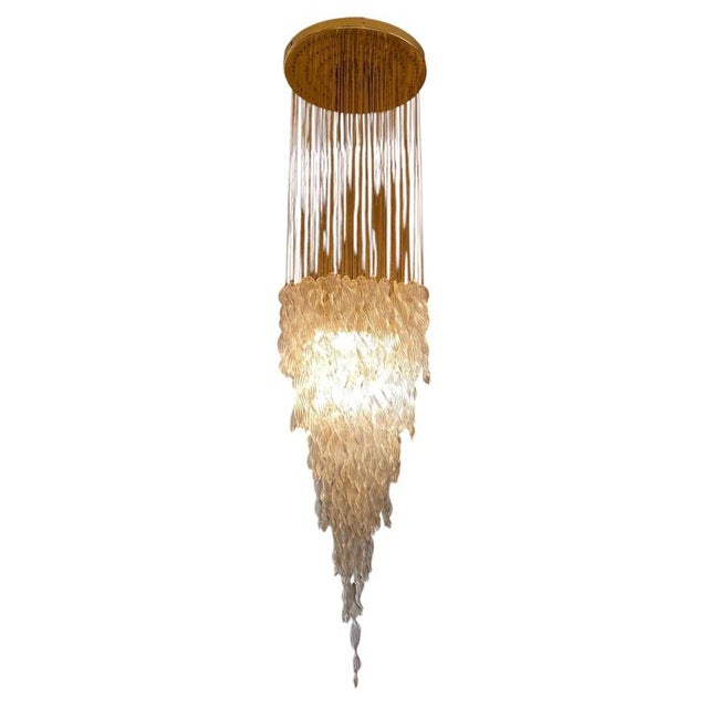Metal Murano Glass Eclipse Cascade Chandelier from Mazzega, 1970 For Sale - Image 7 of 7