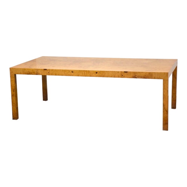 1960s Milo Baughman Seamless Parson Burl Dining Table For Sale