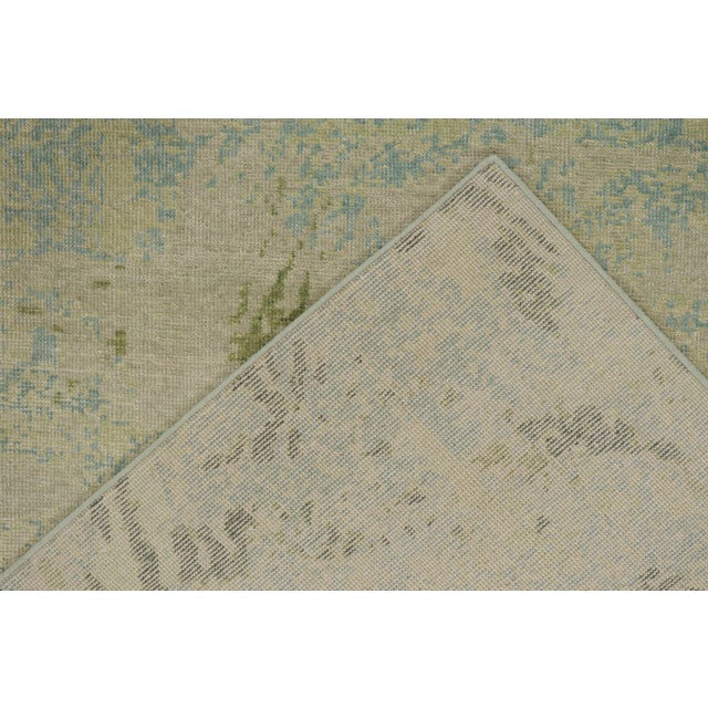 Textile Rug & Kilim’s Distressed Style Abstract Rug in Blue, Gray and Green Pattern For Sale - Image 7 of 7