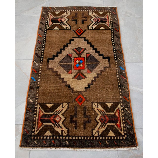 1970s 1970s Vintage Hand Knotted Small Rug For Sale - Image 5 of 11