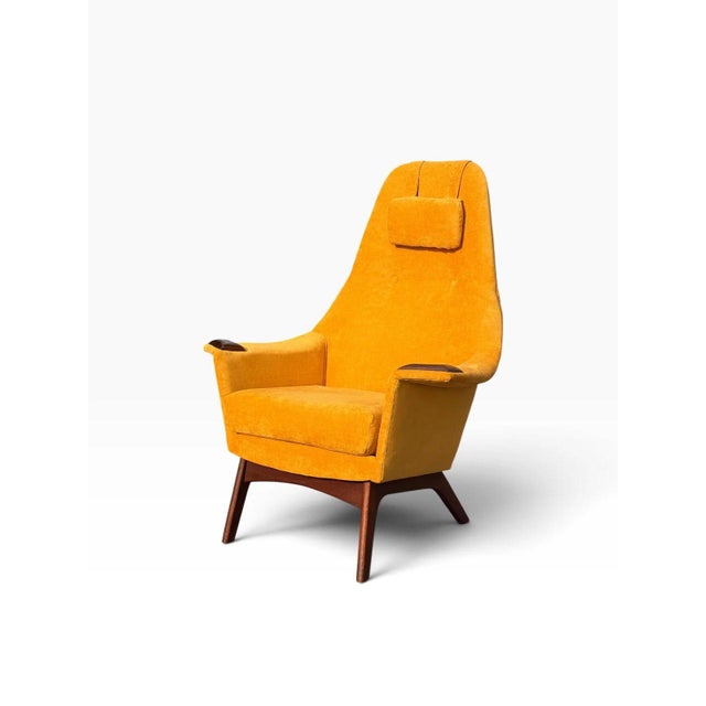 Mid-Century Modern Adrian Pearsall High-Back Lounge Chair | Sculpted Walnut Base & Arm Caps | New Golden Yellow Upholstery | C. 1960s For Sale - Image 3 of 15
