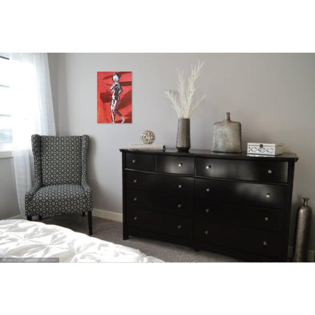 Contemporary "Walking" Contemporary Figurative Abstract Gouache Painting by Martha Holden. For Sale - Image 3 of 5