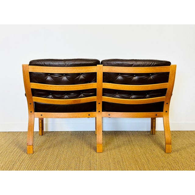 Mid-Century Modern Vintage Scandinavian Teak and Leather Bench, 1960 For Sale - Image 3 of 17