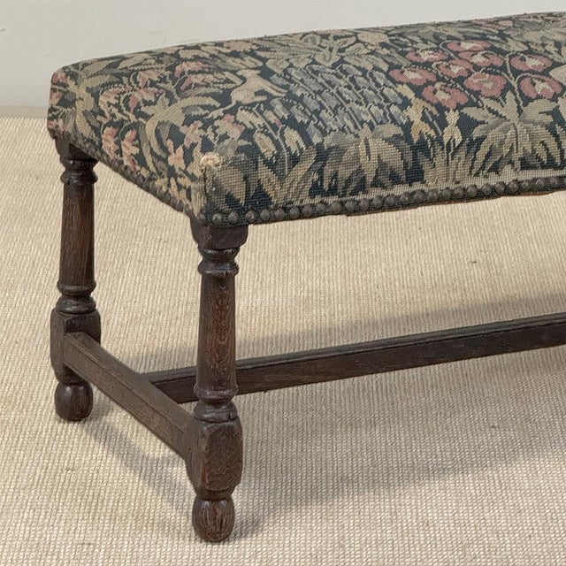Antique Renaissance Revival Floral Needlepoint Tapestry Bench For Sale In Dallas - Image 6 of 18