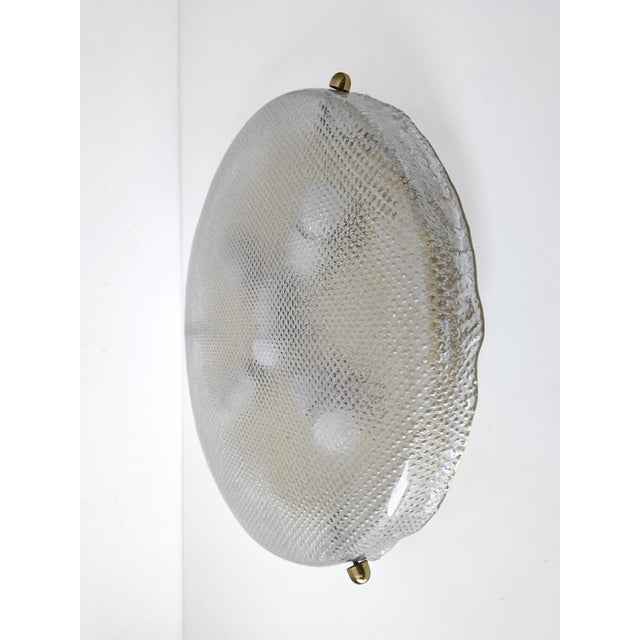 Metal Vintage Textured Glass and Brass Flush Mount from Hillebrand Leuchten, Germany, 1970s For Sale - Image 7 of 18