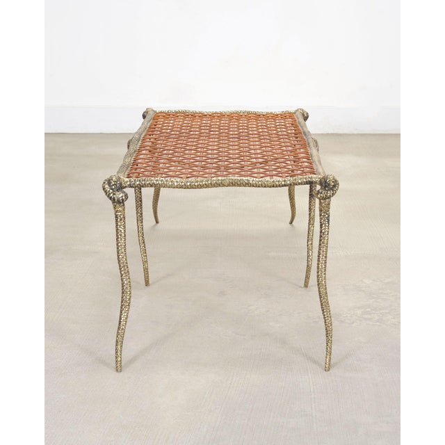 Sylvan s.f. Brass Leather Strap Viper Bench or Cocktail Table For Sale - Image 14 of 17