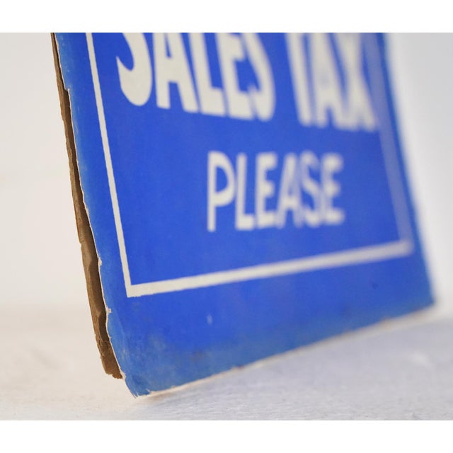 Vintage Don't Forget Sales Tax Please Cardboard Retail Wall Sign For Sale - Image 6 of 13