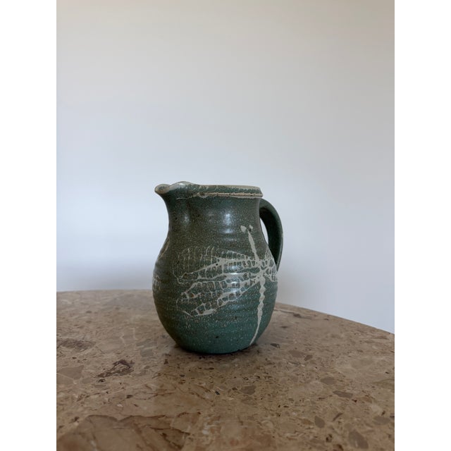 Pottery Pitcher With Dragonfly Glaze, Signed & Dated by Artist, Circa 1990s For Sale - Image 9 of 17