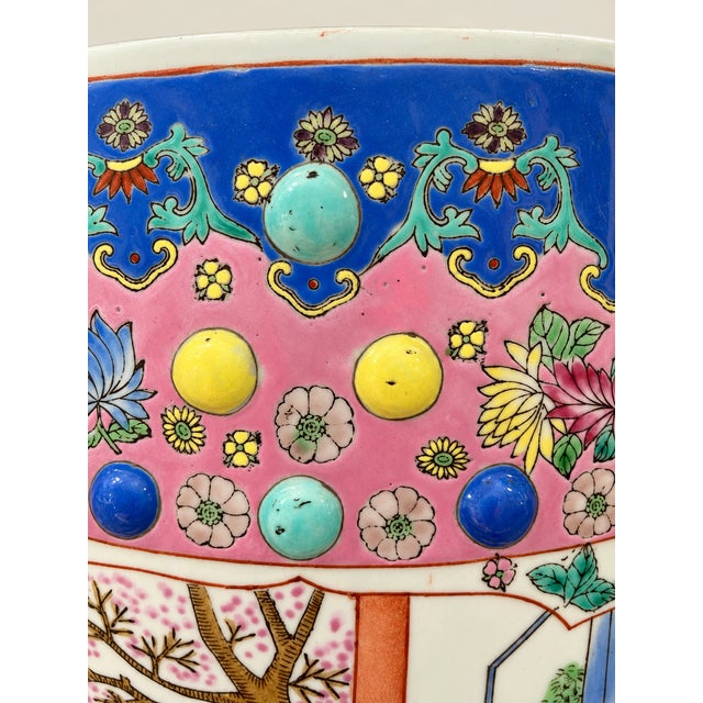 Qing to Republic Period Famille Rose Porcelain Garden Stool- 1880's For Sale - Image 9 of 10