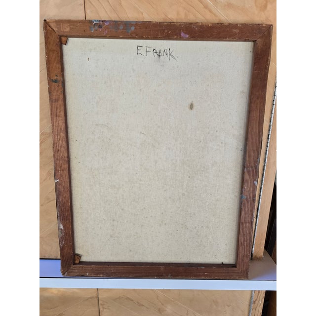 Textile Vintage Abstract Painting Mid Century Modern Signed For Sale - Image 7 of 8